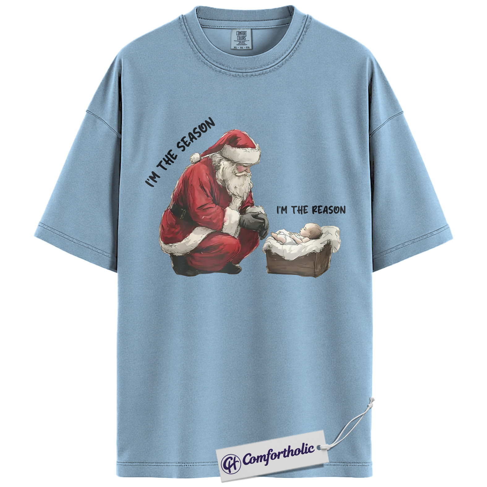 I’m the Season I’m the Reason Shirt, Santa and Jesus Christmas T-Shirt, Christian Holiday Graphic Tee, Faith-Based Christmas Gift, Christmas Comfort Colors Shirt - Image 14