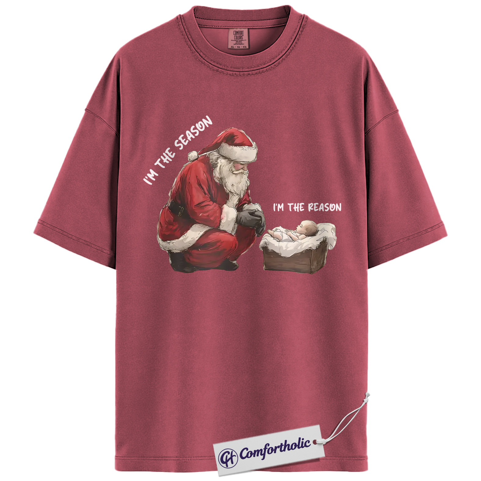 I’m the Season I’m the Reason Shirt, Santa and Jesus Christmas T-Shirt, Christian Holiday Graphic Tee, Faith-Based Christmas Gift, Christmas Comfort Colors Shirt - Image 18