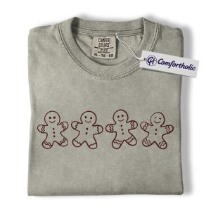 Alternative view of Gingerbread Man Christmas Shirt, Cute Holiday Cookie T-Shirt, Simple Festive Baking Graphic Tee, Funny Xmas Gift for Cookie Lovers, Christmas Comfort Colors Shirt