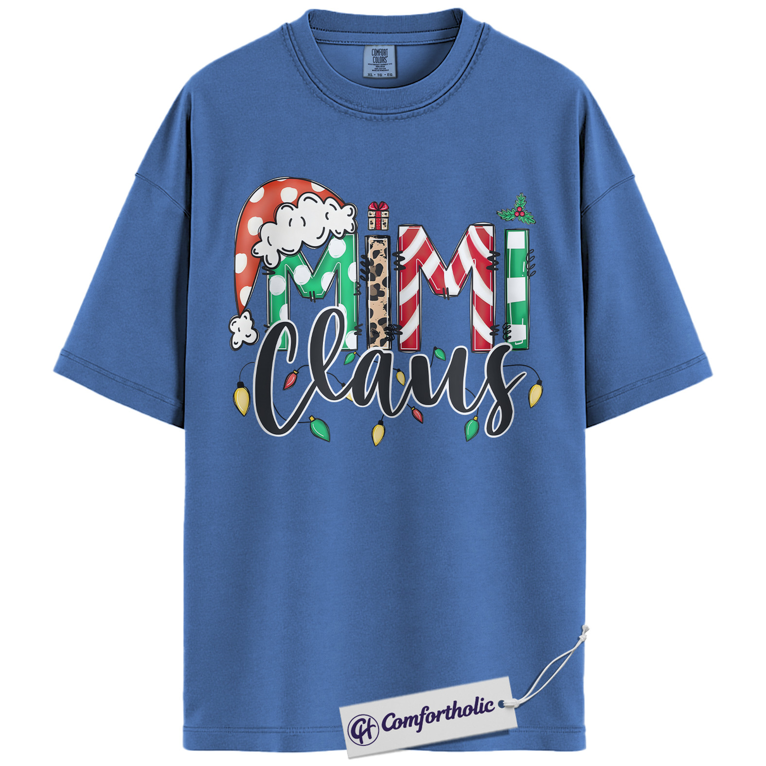 Mimi Claus Christmas Shirt, Cute Grandma Santa T-Shirt, Holiday Leopard and Candy Cane Graphic Tee, Festive Family Matching Gift, Christmas Comfort Colors Shirt - Image 12