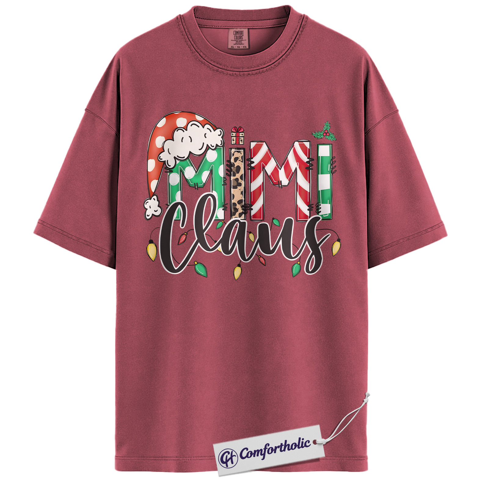 Mimi Claus Christmas Shirt, Cute Grandma Santa T-Shirt, Holiday Leopard and Candy Cane Graphic Tee, Festive Family Matching Gift, Christmas Comfort Colors Shirt - Image 18