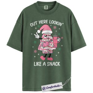 Alternative view of Out Here Lookin’ Like a Snack Shirt, Funny Christmas Donut T-Shirt, Cute Holiday Dessert Graphic Tee, Sweet Food Lover Gift, Christmas Comfort Colors Shirt