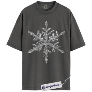 Snowflake Christmas Shirt, Minimalist Winter T-Shirt, Elegant Frost Crystal Graphic Tee, Aesthetic Holiday Outfit for Women, Christmas Comfort Colors Shirt