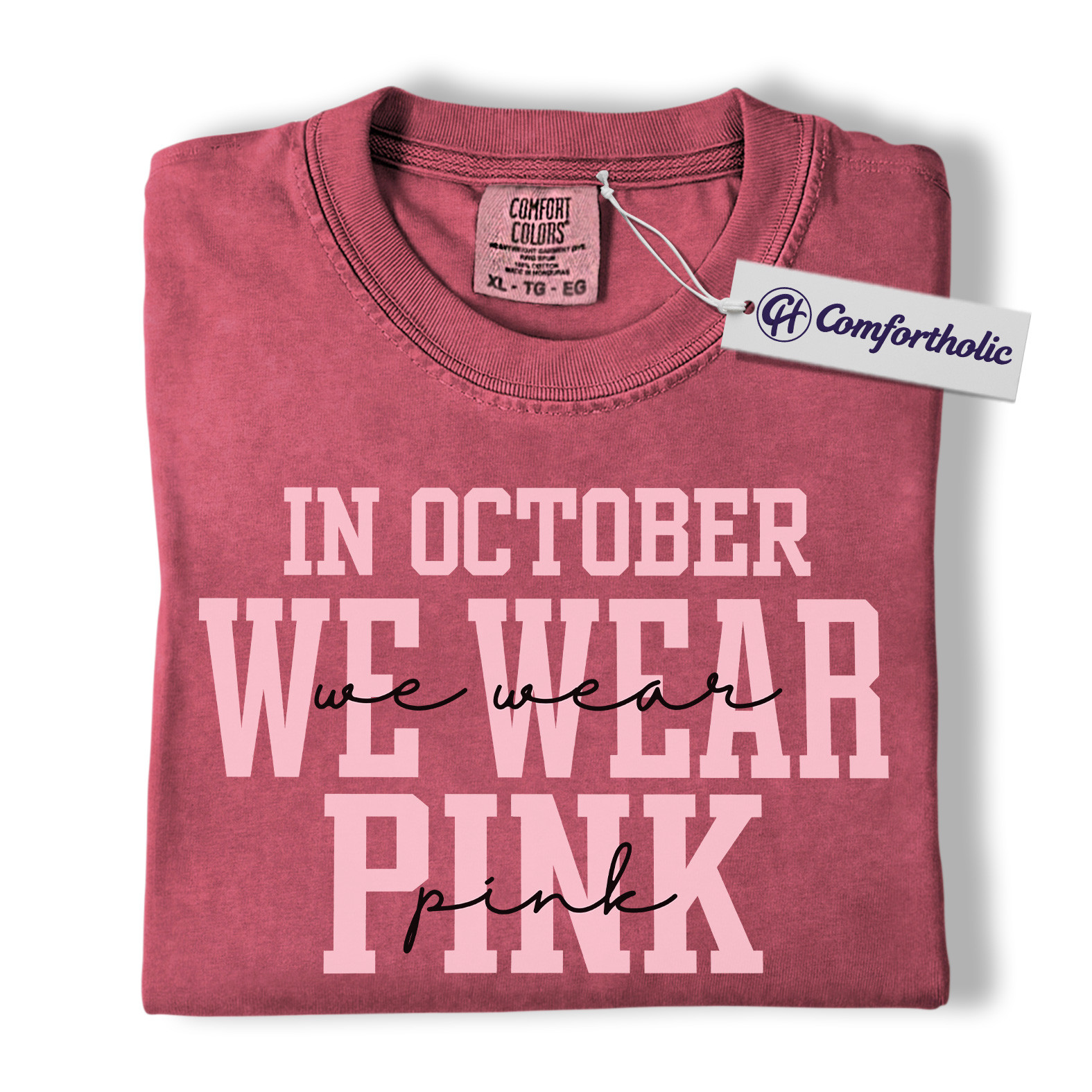 In October We Wear Pink Shirt, Breast Cancer Awareness T-Shirt, Support Ribbon Graphic Tee for Women, Cancer Awareness Comfort Colors Shirt - Image 18