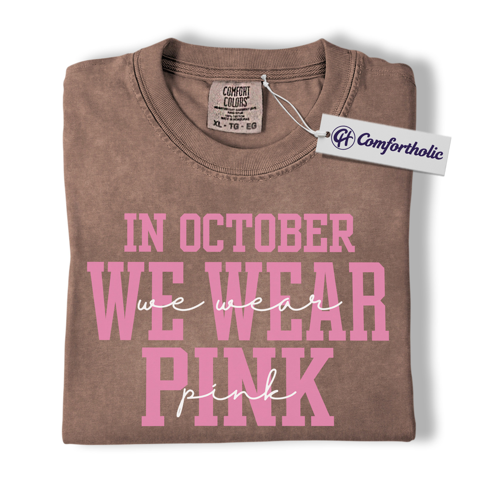 In October We Wear Pink Shirt, Breast Cancer Awareness T-Shirt, Support Ribbon Graphic Tee for Women, Cancer Awareness Comfort Colors Shirt - Image 19