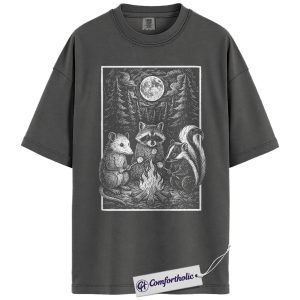 Raccoon Campfire Shirt, Woodland Animal T-Shirt, Cute Forest Friends Graphic Tee, Cozy Nature Lover Gift, Comfort Colors Shirt