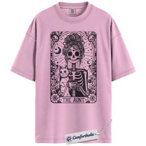 The Aunt Skeleton Shirt, Funny Gothic Aunt T-Shirt, Spooky Halloween Cat Lover Graphic Tee, Creepy Family Gift for Aunts, Family Comfort Colors Shirt