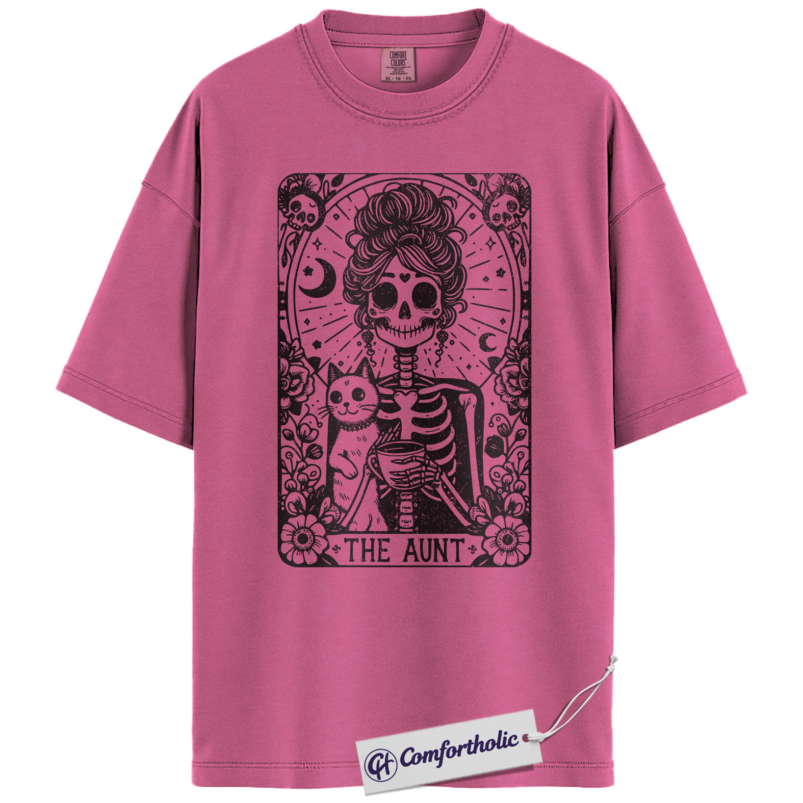 The Aunt Skeleton Shirt, Funny Gothic Aunt T-Shirt, Spooky Halloween Cat Lover Graphic Tee, Creepy Family Gift for Aunts, Family Comfort Colors Shirt - Image 16