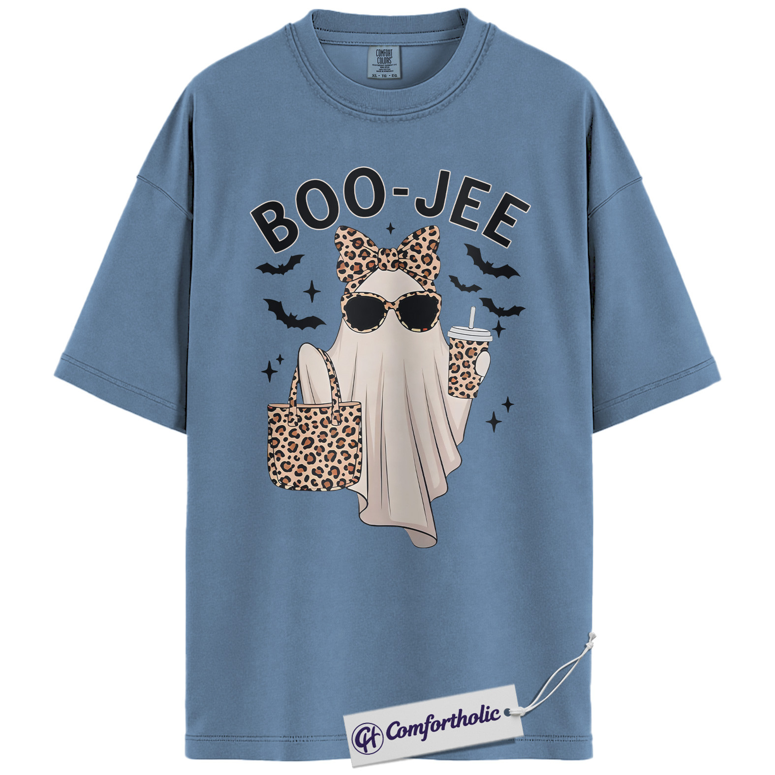 Boo Jee Ghost Shirt, Funny Leopard Print Halloween T-Shirt, Cute Spooky Season Graphic Tee for Women, Trendy Fall Outfit Top, Halloween Comfort Colors Shirt - Image 17