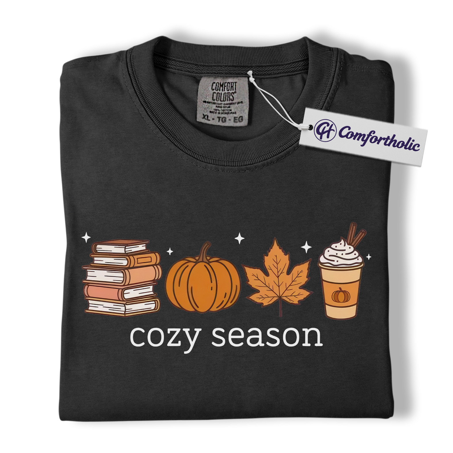 Cozy Season Shirt, Fall Books Pumpkin Latte T-Shirt, Autumn Aesthetic Graphic Tee, Cute Cozy Gift for Book Lovers, Comfort Colors Shirt - Image 8