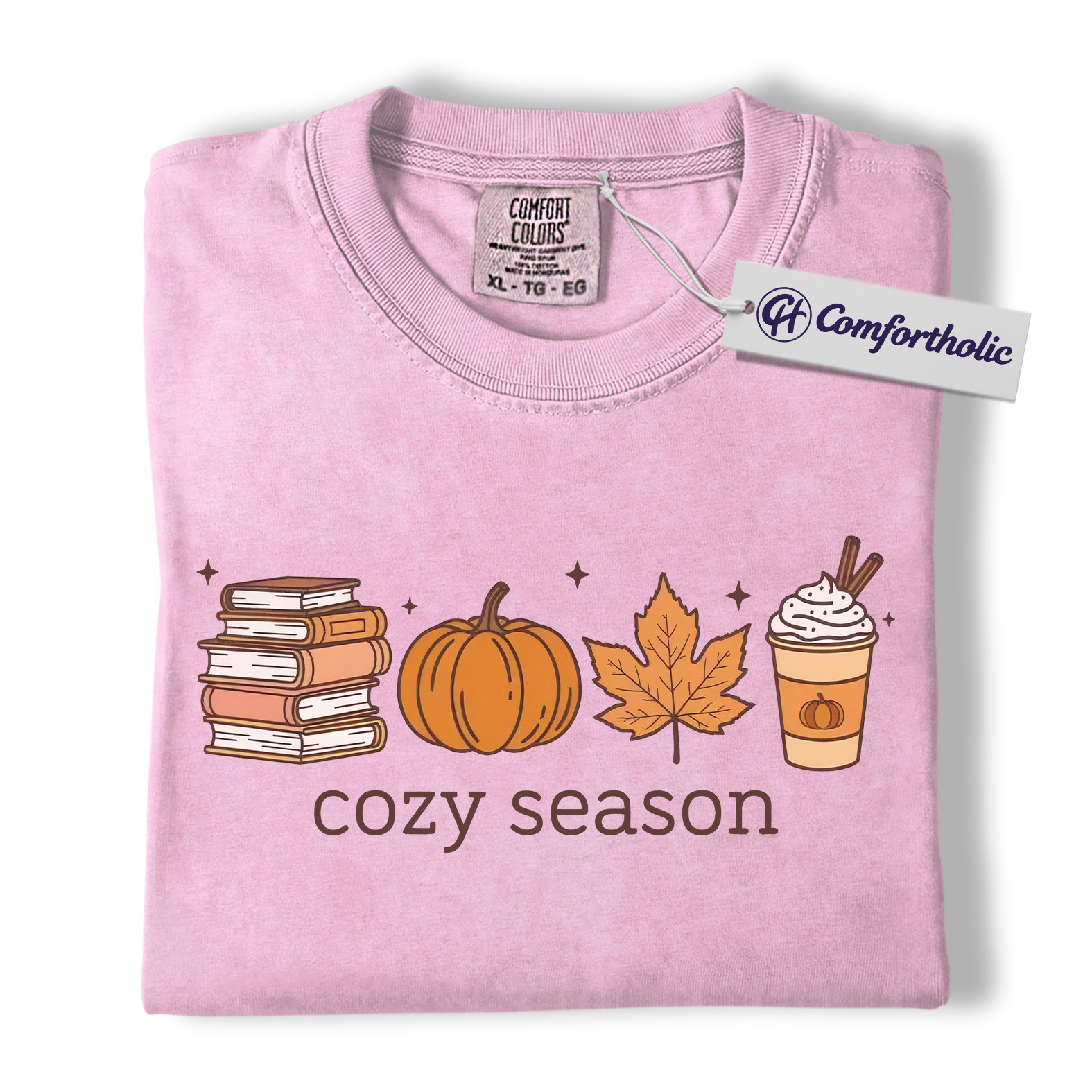Cozy Season Shirt, Fall Books Pumpkin Latte T-Shirt, Autumn Aesthetic Graphic Tee, Cute Cozy Gift for Book Lovers, Comfort Colors Shirt - Image 10
