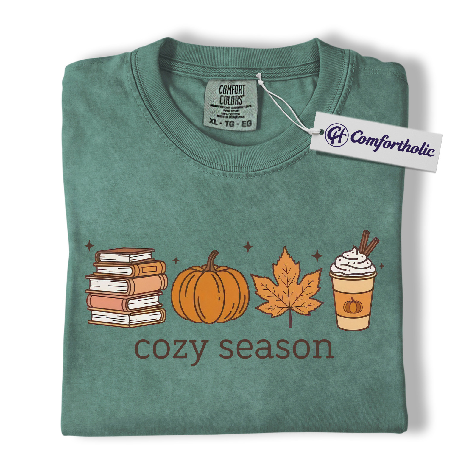 Cozy Season Shirt, Fall Books Pumpkin Latte T-Shirt, Autumn Aesthetic Graphic Tee, Cute Cozy Gift for Book Lovers, Comfort Colors Shirt - Image 12