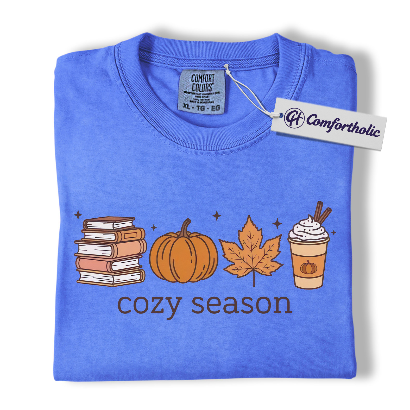 Cozy Season Shirt, Fall Books Pumpkin Latte T-Shirt, Autumn Aesthetic Graphic Tee, Cute Cozy Gift for Book Lovers, Comfort Colors Shirt - Image 14