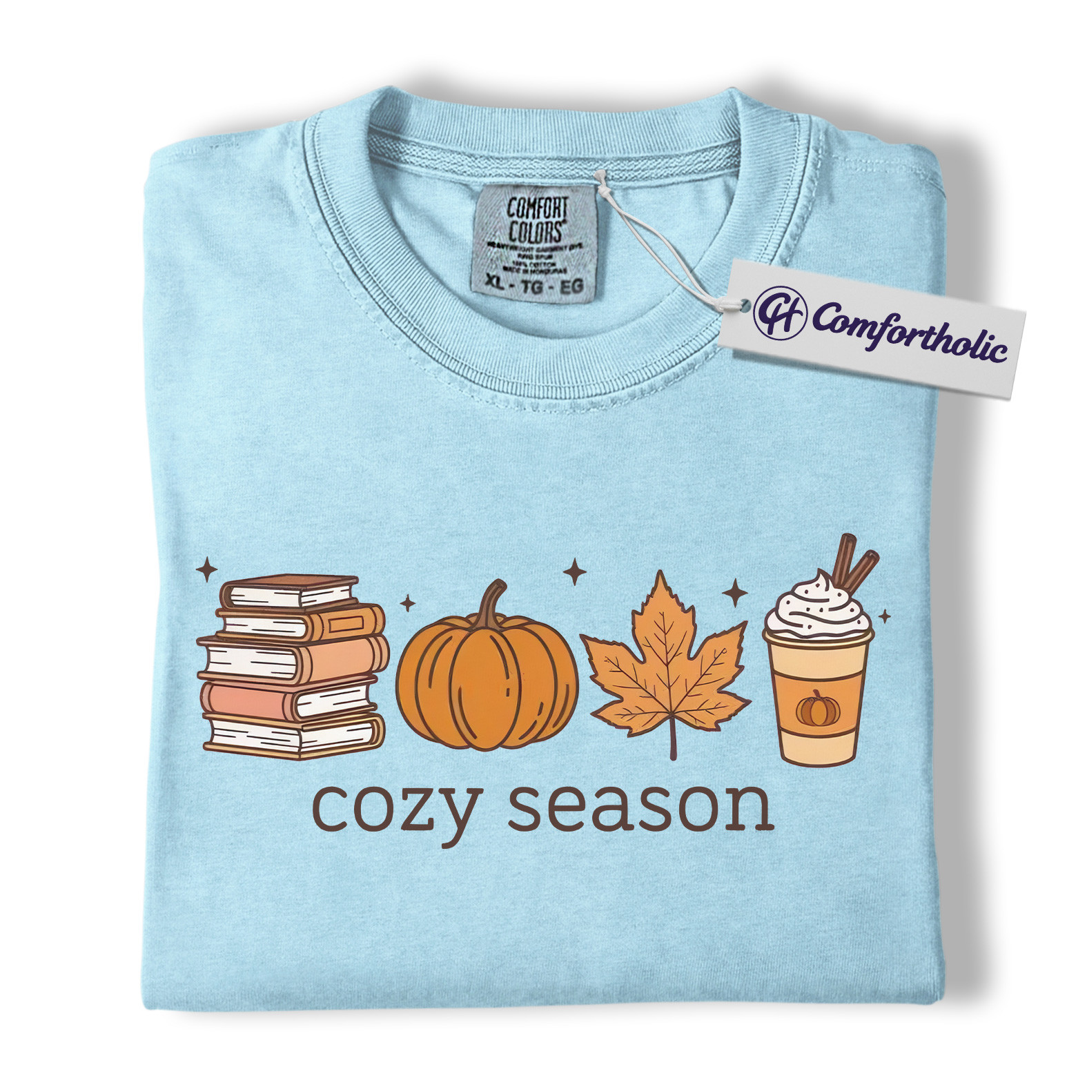 Cozy Season Shirt, Fall Books Pumpkin Latte T-Shirt, Autumn Aesthetic Graphic Tee, Cute Cozy Gift for Book Lovers, Comfort Colors Shirt - Image 16