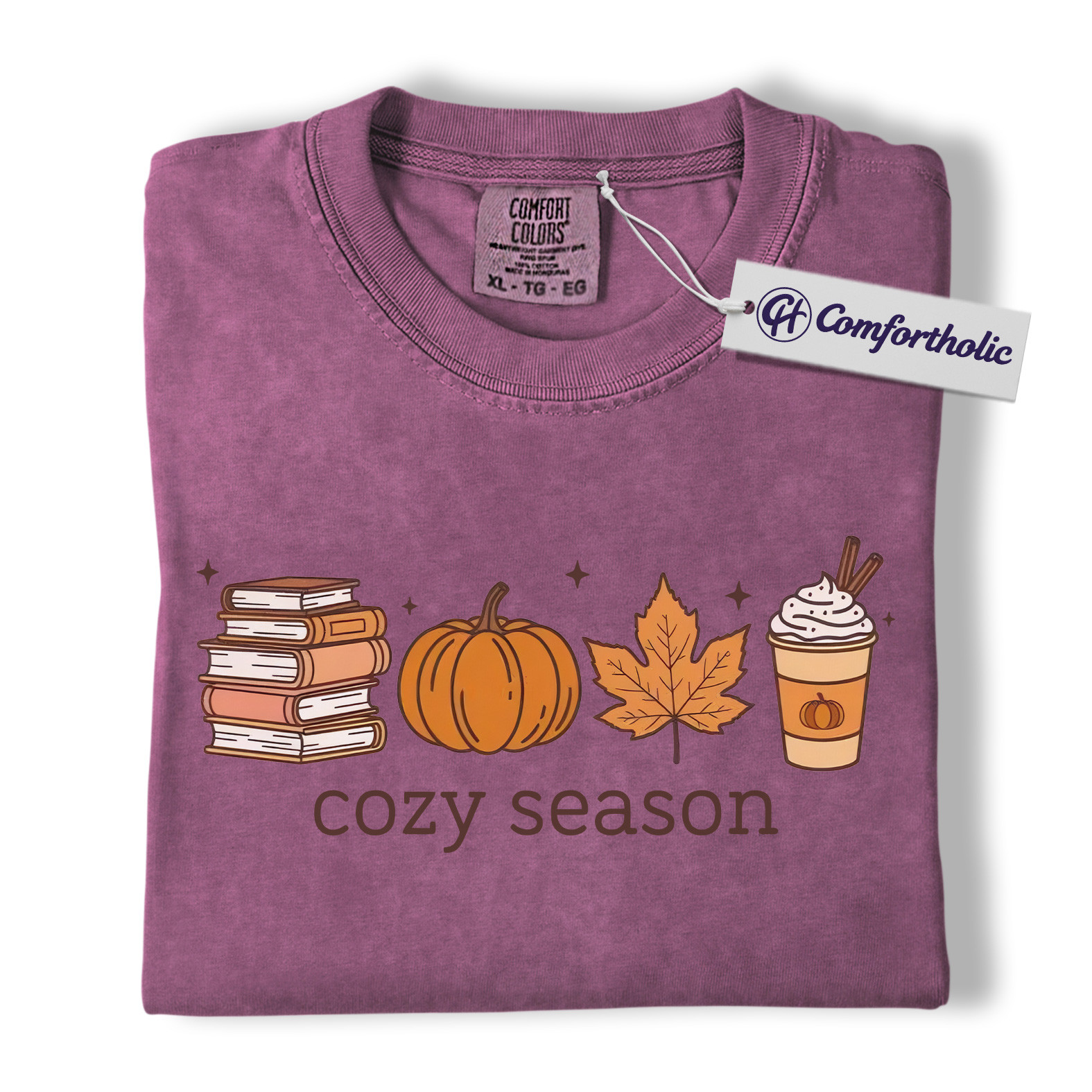 Cozy Season Shirt, Fall Books Pumpkin Latte T-Shirt, Autumn Aesthetic Graphic Tee, Cute Cozy Gift for Book Lovers, Comfort Colors Shirt - Image 17