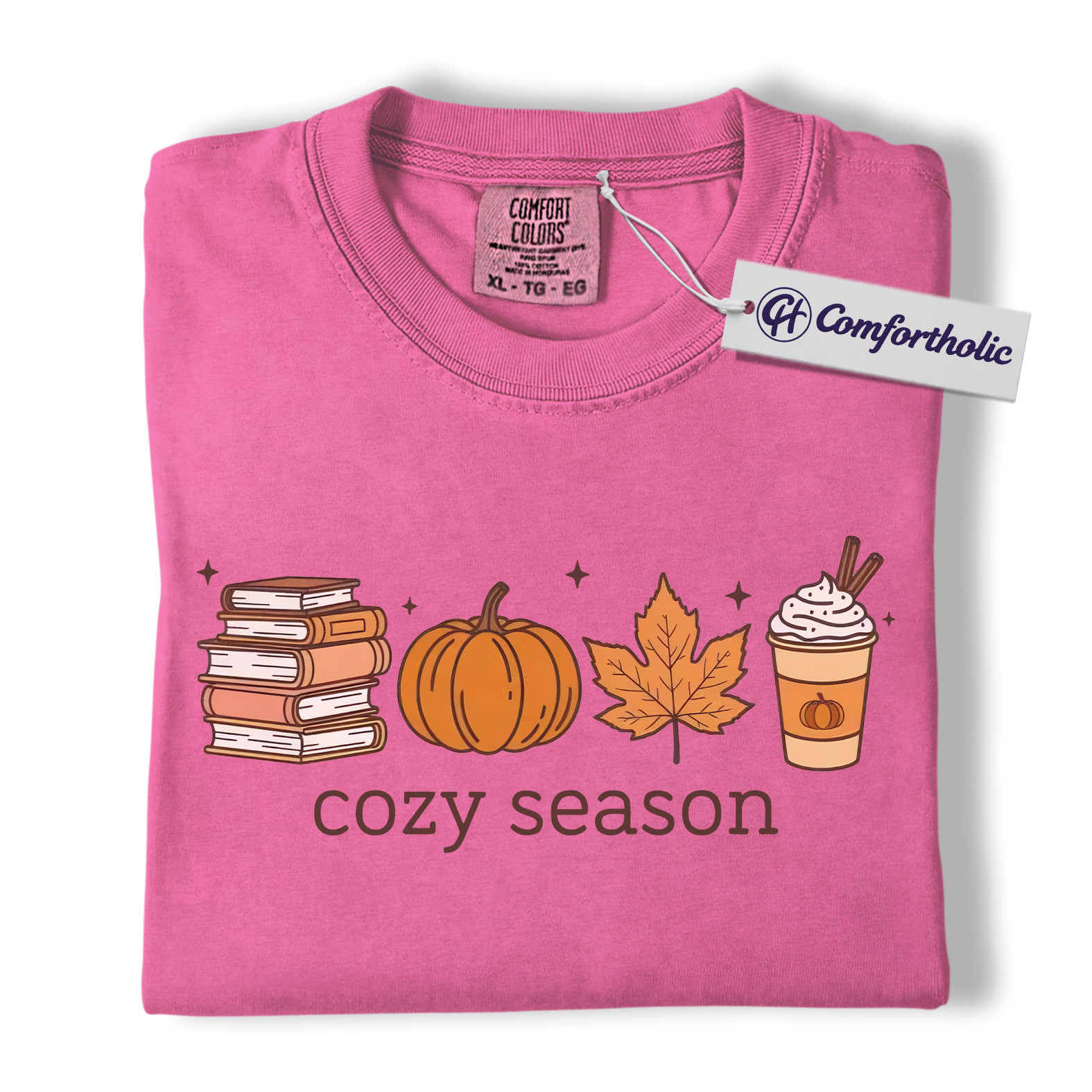 Cozy Season Shirt, Fall Books Pumpkin Latte T-Shirt, Autumn Aesthetic Graphic Tee, Cute Cozy Gift for Book Lovers, Comfort Colors Shirt - Image 18