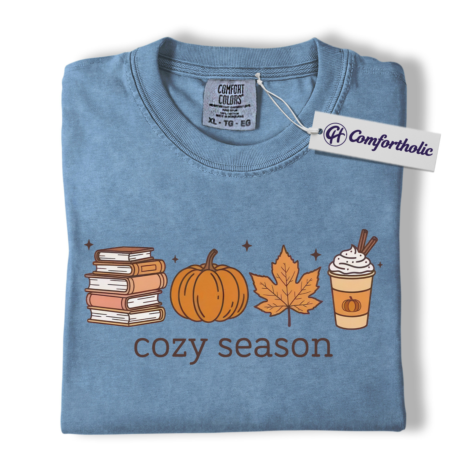 Cozy Season Shirt, Fall Books Pumpkin Latte T-Shirt, Autumn Aesthetic Graphic Tee, Cute Cozy Gift for Book Lovers, Comfort Colors Shirt - Image 19