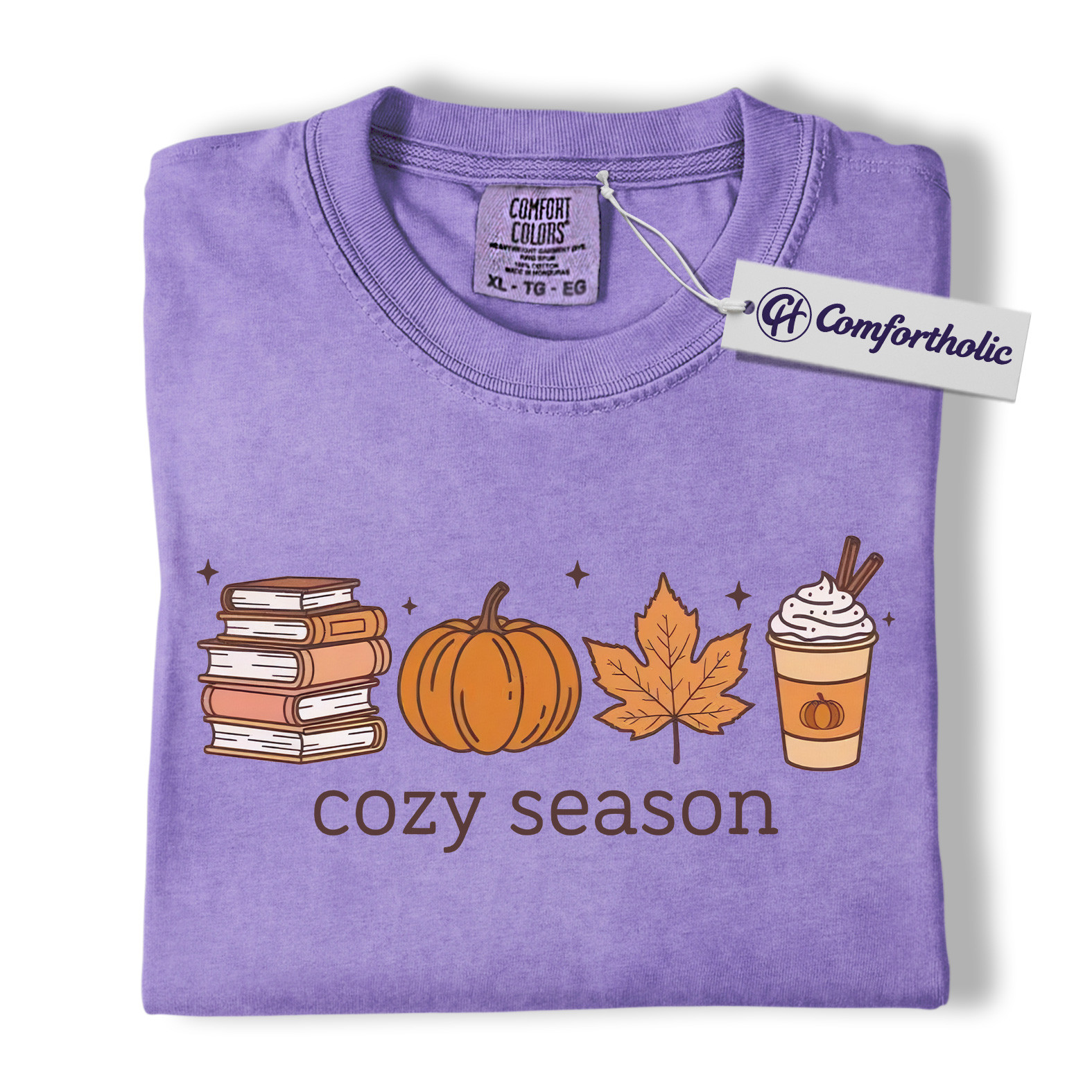 Cozy Season Shirt, Fall Books Pumpkin Latte T-Shirt, Autumn Aesthetic Graphic Tee, Cute Cozy Gift for Book Lovers, Comfort Colors Shirt - Image 6