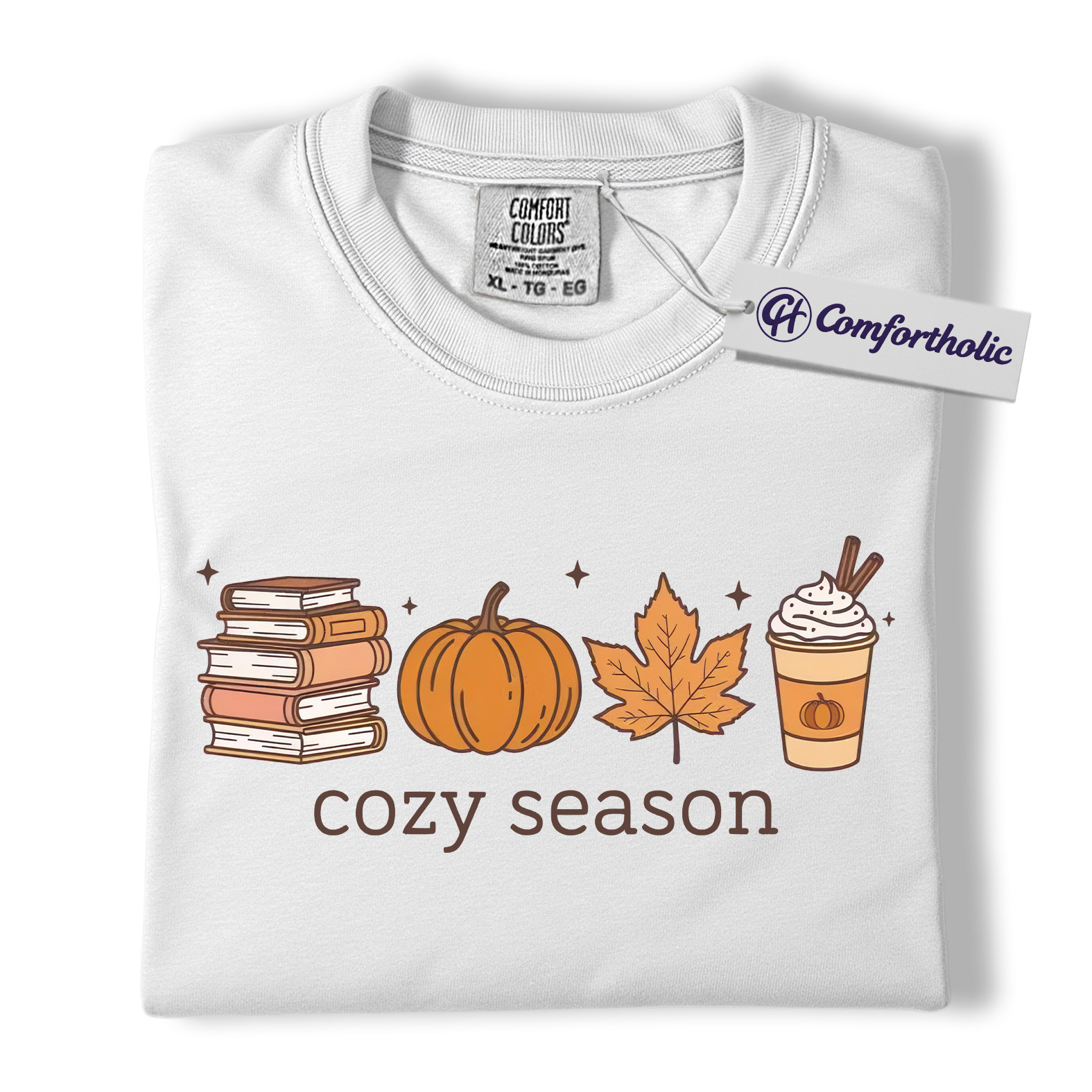 Cozy Season Shirt, Fall Books Pumpkin Latte T-Shirt, Autumn Aesthetic Graphic Tee, Cute Cozy Gift for Book Lovers, Comfort Colors Shirt - Image 7