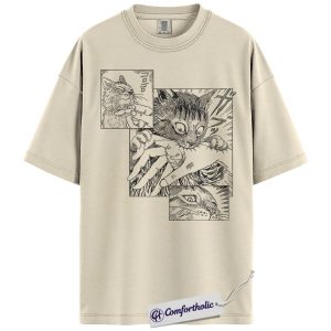 Junji Ito's Cat Diary: Yon & Mu Shirt, Junji Ito T-Shirt, Japanese Horror Anime Graphic Tee, Halloween Comfort Colors Shirt