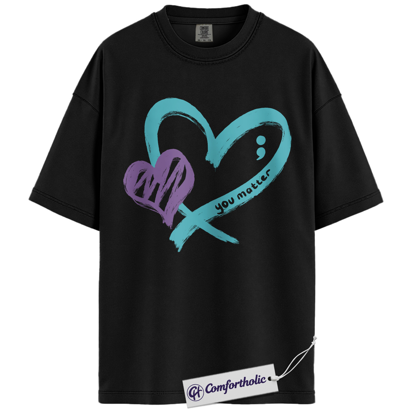 You Matter Shirt, Mental Health Awareness T-Shirt, Suicide Prevention Semicolon Graphic Tee, Positive Gift, Inspirational Comfort Colors Shirt