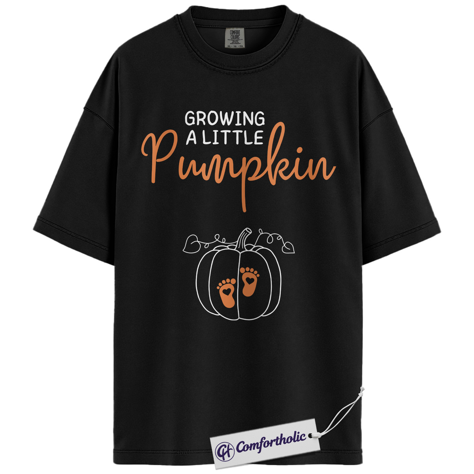 Growing a Little Pumpkin Shirt, Pregnancy Announcement T-Shirt, Fall Maternity Reveal Tee, Cute Baby Shower Gift, Expecting Mom Comfort Colors Shirt