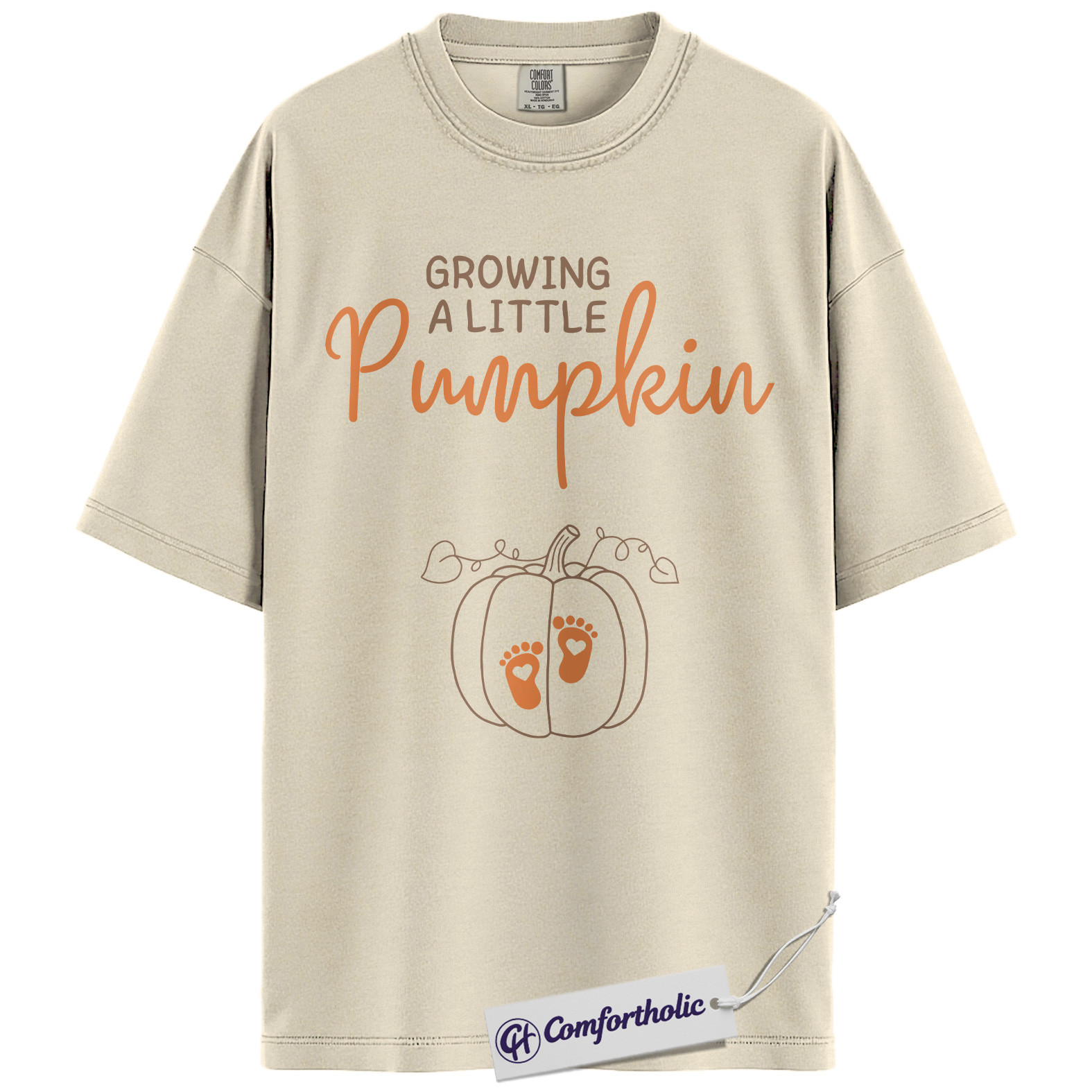 Growing a Little Pumpkin Shirt, Pregnancy Announcement T-Shirt, Fall Maternity Reveal Tee, Cute Baby Shower Gift, Expecting Mom Comfort Colors Shirt - Image 4