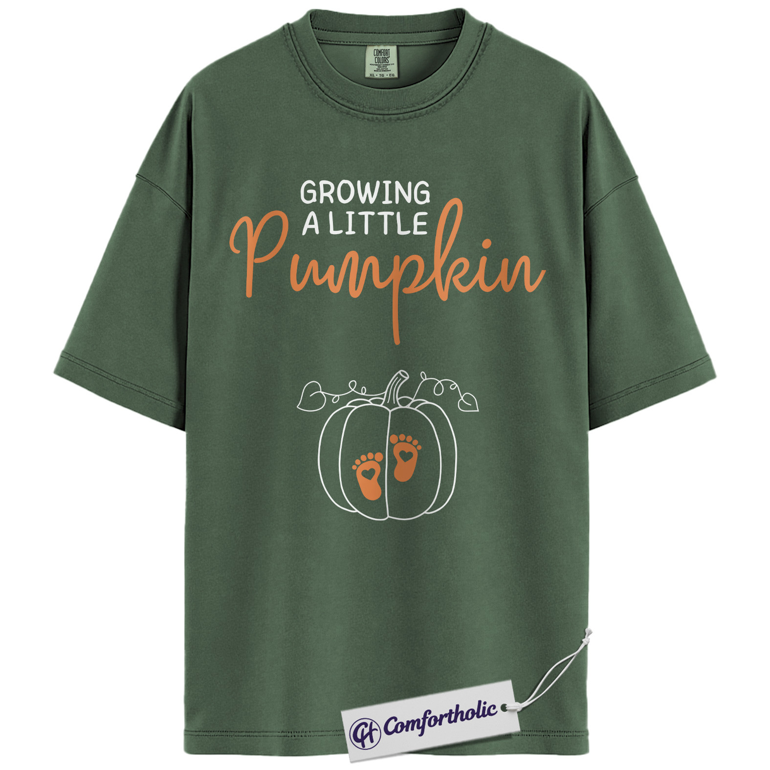 Growing a Little Pumpkin Shirt, Pregnancy Announcement T-Shirt, Fall Maternity Reveal Tee, Cute Baby Shower Gift, Expecting Mom Comfort Colors Shirt - Image 5