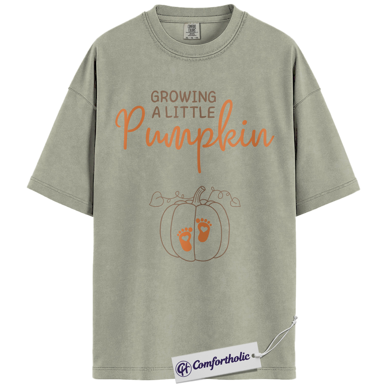 Growing a Little Pumpkin Shirt, Pregnancy Announcement T-Shirt, Fall Maternity Reveal Tee, Cute Baby Shower Gift, Expecting Mom Comfort Colors Shirt - Image 6