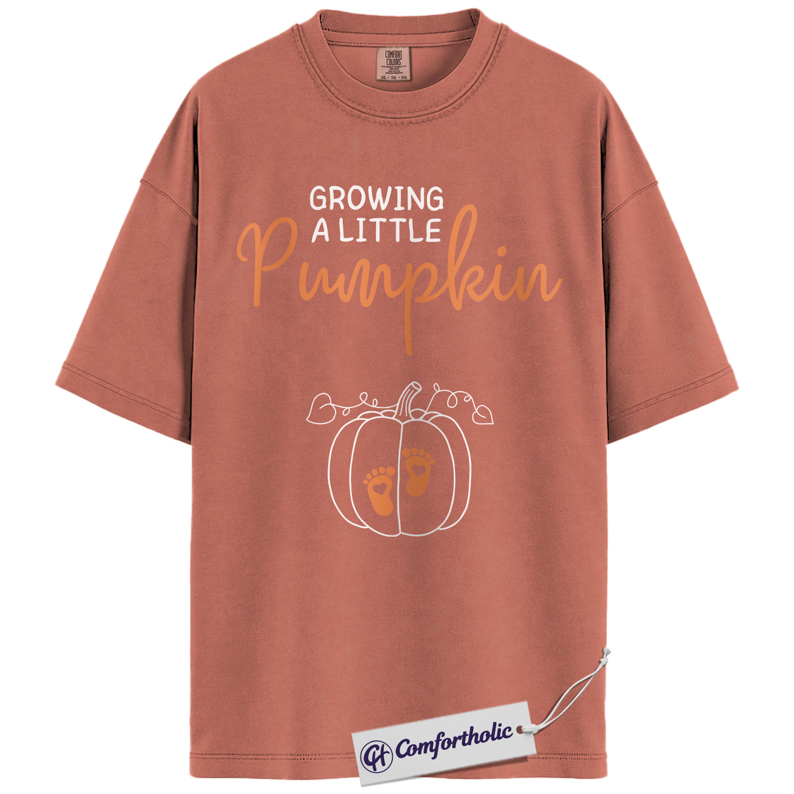 Growing a Little Pumpkin Shirt, Pregnancy Announcement T-Shirt, Fall Maternity Reveal Tee, Cute Baby Shower Gift, Expecting Mom Comfort Colors Shirt - Image 7