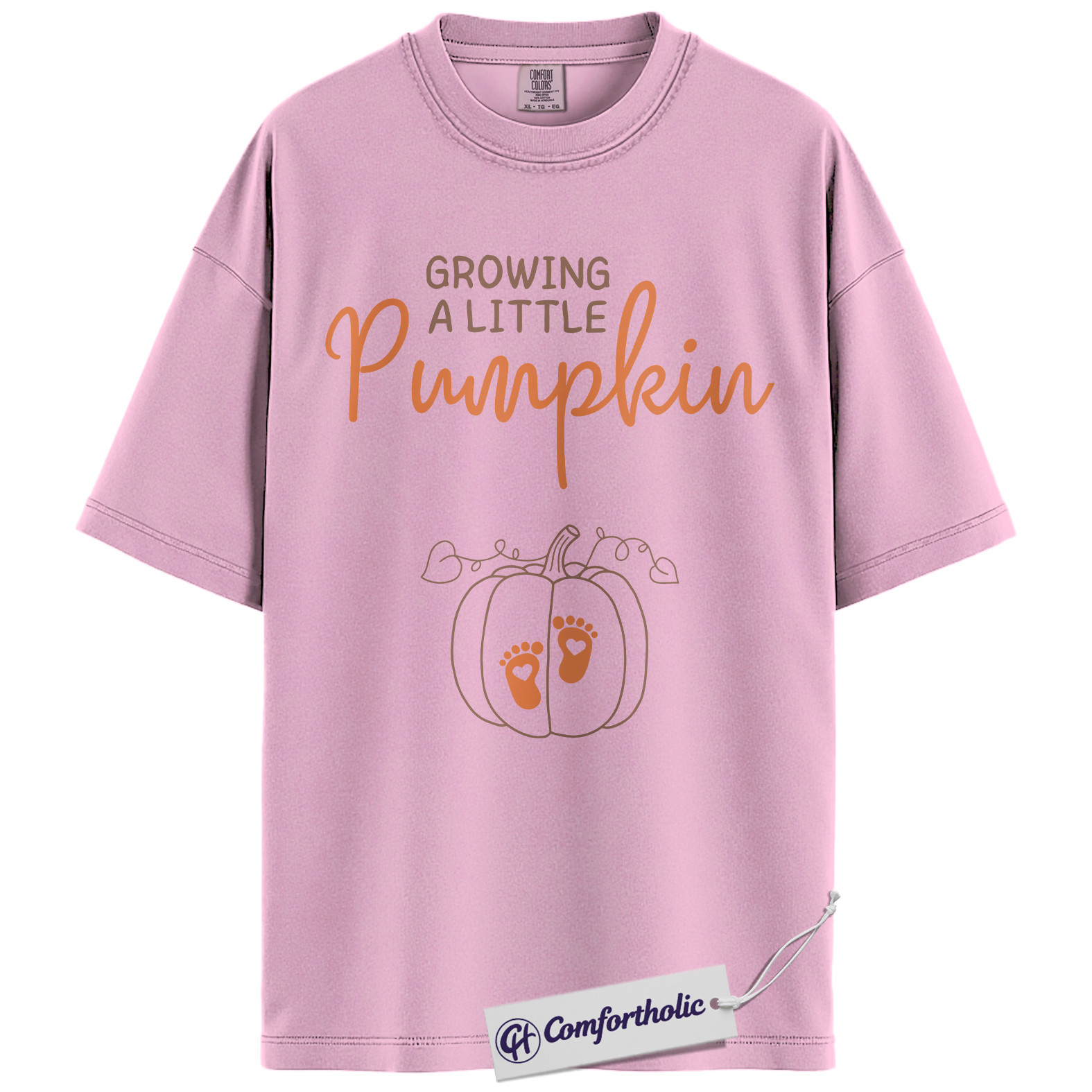 Growing a Little Pumpkin Shirt, Pregnancy Announcement T-Shirt, Fall Maternity Reveal Tee, Cute Baby Shower Gift, Expecting Mom Comfort Colors Shirt - Image 8