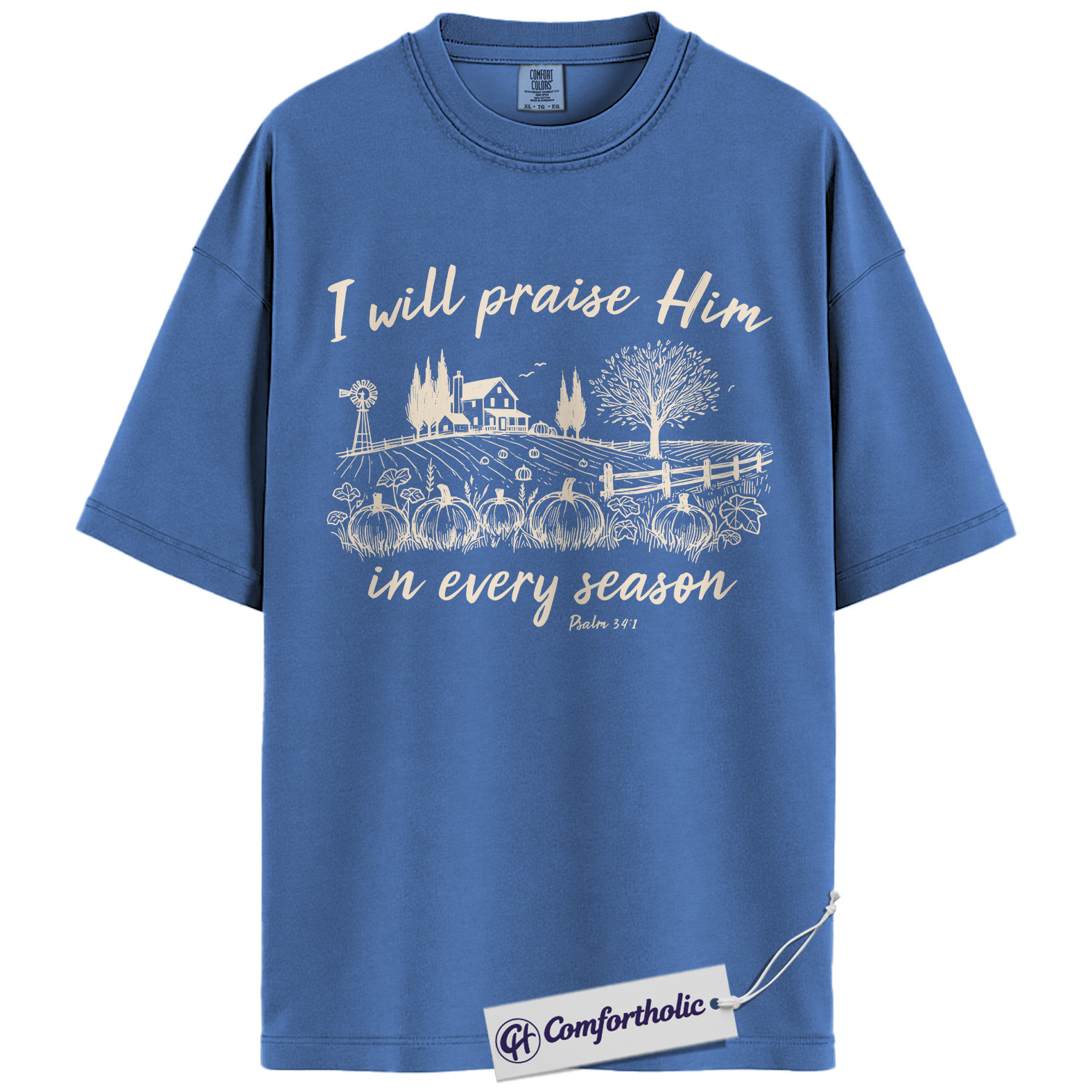 I Will Praise Him Shirt, Christian T-Shirt, Psalm 34:1 Bible Verse Graphic Tee, Religious Inspirational Fall Pumpkin Gift, Faith Comfort Colors Shirt - Image 12