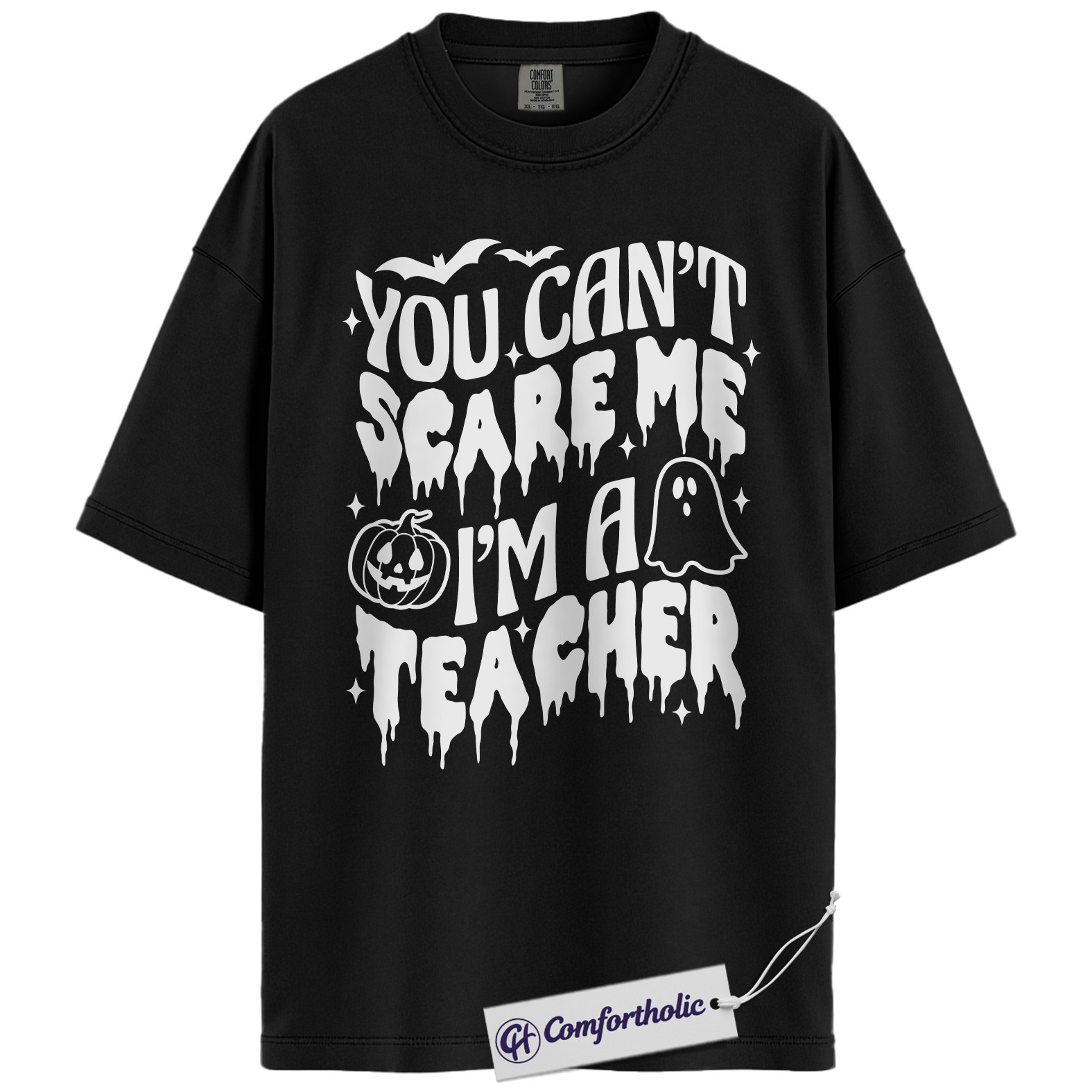 You Can’t Scare Me I’m a Teacher Shirt, Funny Teacher Halloween T-Shirt, Spooky Season Classroom Graphic Tee, Fall Teacher Gift, Comfort Colors Shirt - Image 3