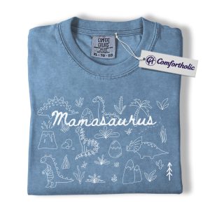 Mamasaurus Shirt, Cute Dinosaur Mom T-Shirt, Funny Motherhood Graphic Tee, Mother’s Day Gift for Mama and Kids, Family Comfort Colors Shirt