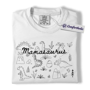 Alternative view of Mamasaurus Shirt, Cute Dinosaur Mom T-Shirt, Funny Motherhood Graphic Tee, Mother’s Day Gift for Mama and Kids, Family Comfort Colors Shirt