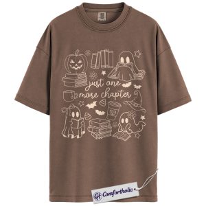 Just One More Chapter Shirt, Cute Ghost Bookish T-Shirt, Funny Reading Graphic Tee, Gift for Book Lovers & Readers, Halloween Comfort Colors Shirt
