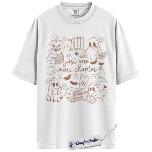 Alternative view of Just One More Chapter Shirt, Cute Ghost Bookish T-Shirt, Funny Reading Graphic Tee, Gift for Book Lovers & Readers, Halloween Comfort Colors Shirt