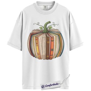 Alternative view of Pumpkin Book Shirt, Fall Bookish T-Shirt, Cute Autumn Reading Graphic Tee, Halloween Gift for Readers & Book Lovers, Comfort Colors Shirt