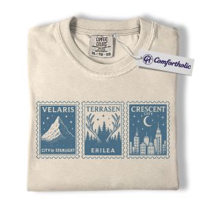 Velaris Terrasen Crescent City Shirt, ACOTAR Throne of Glass T-Shirt, Fantasy Bookish Graphic Tee, Gift for Readers & Sarah J. Maas Fans, Book Lover Comfort Colors Shirt