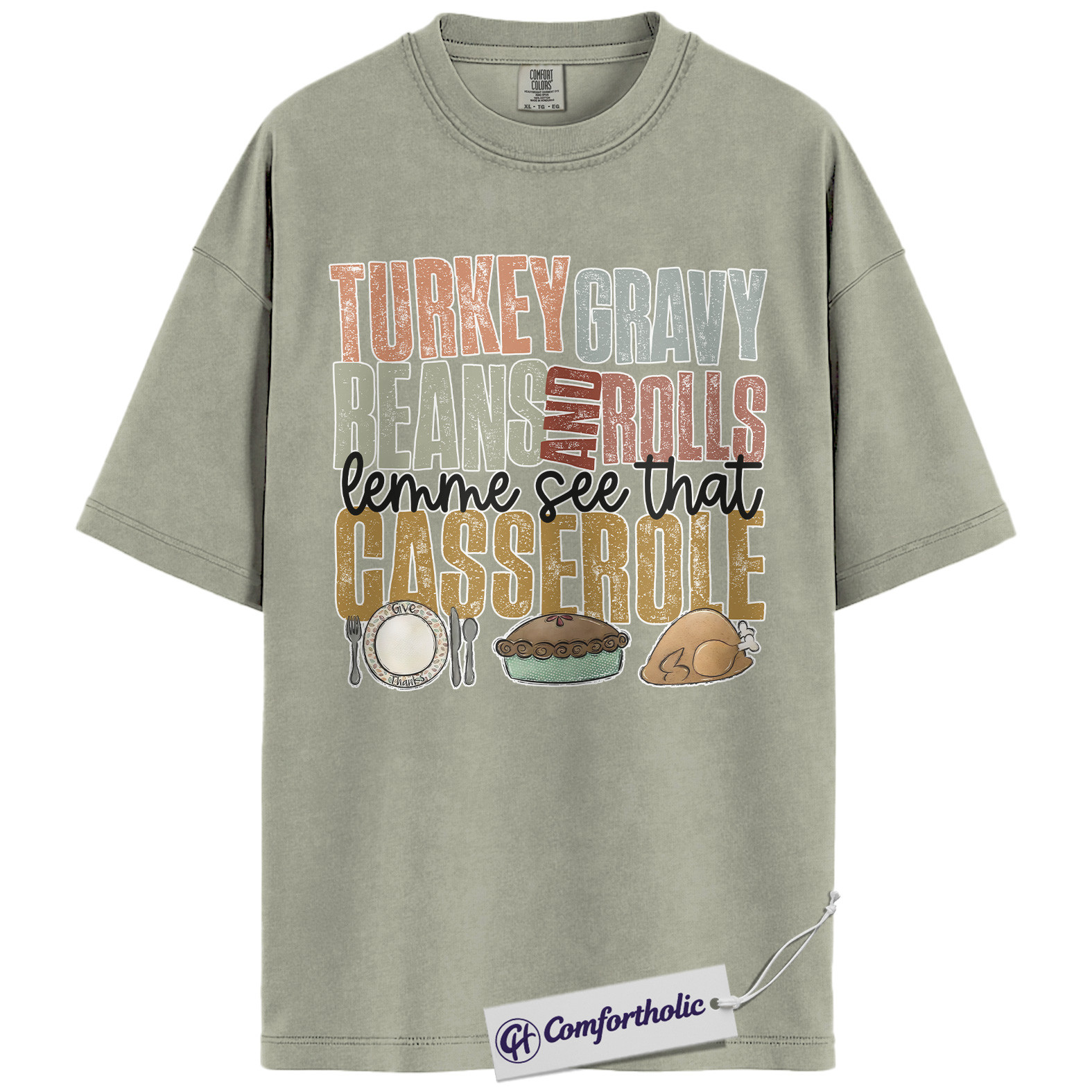 Turkey Gravy Beans and Rolls Shirt, Funny Thanksgiving Food T-Shirt, Casserole Dinner Graphic Tee, Holiday Gift for Family Gathering, Comfort Colors Shirt - Image 6