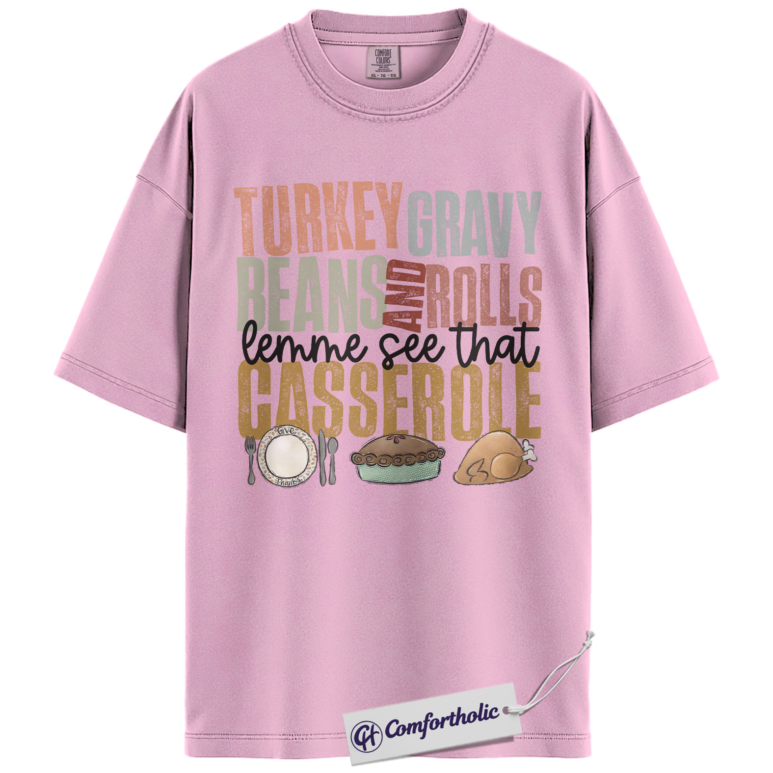 Turkey Gravy Beans and Rolls Shirt, Funny Thanksgiving Food T-Shirt, Casserole Dinner Graphic Tee, Holiday Gift for Family Gathering, Comfort Colors Shirt - Image 8