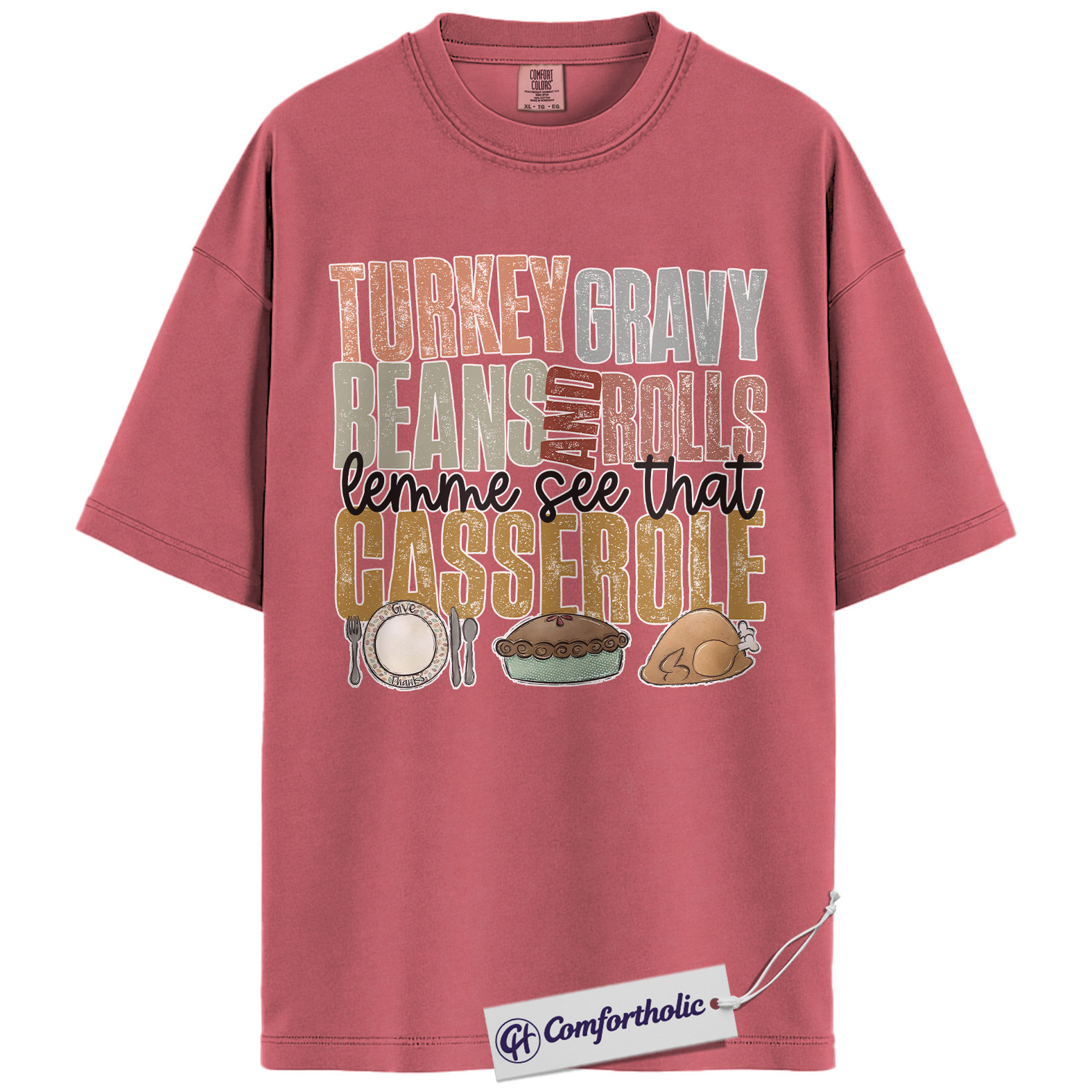 Turkey Gravy Beans and Rolls Shirt, Funny Thanksgiving Food T-Shirt, Casserole Dinner Graphic Tee, Holiday Gift for Family Gathering, Comfort Colors Shirt - Image 9
