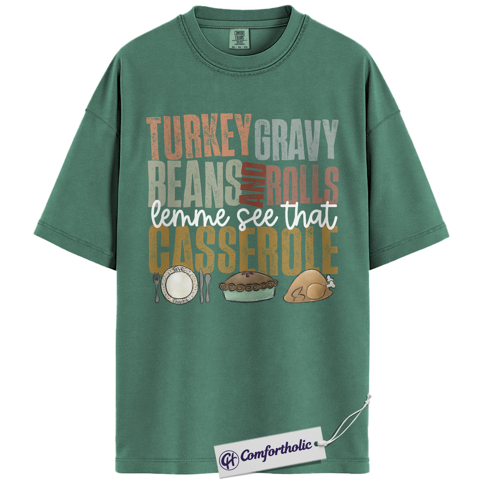 Turkey Gravy Beans and Rolls Shirt, Funny Thanksgiving Food T-Shirt, Casserole Dinner Graphic Tee, Holiday Gift for Family Gathering, Comfort Colors Shirt - Image 10