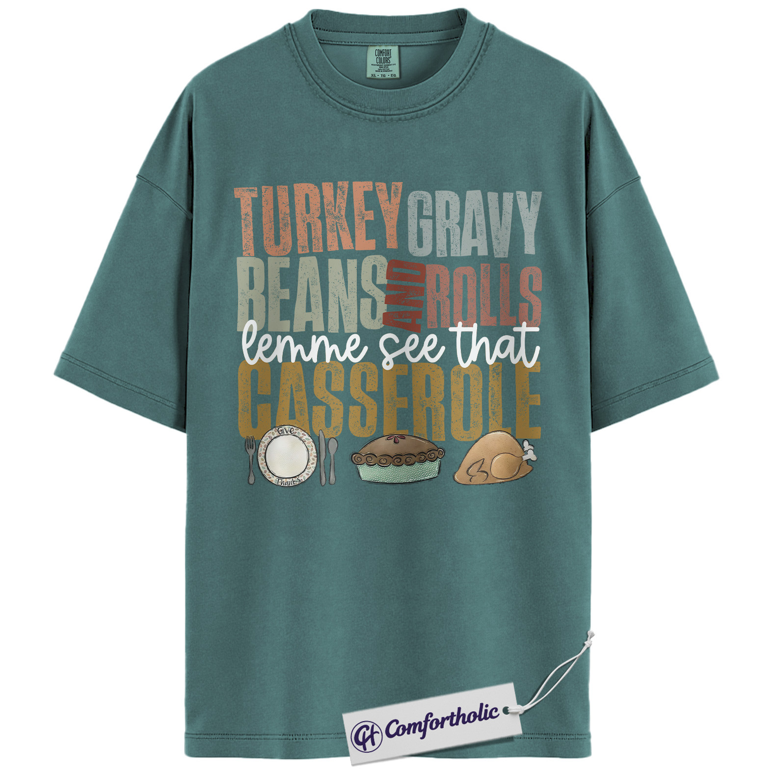 Turkey Gravy Beans and Rolls Shirt, Funny Thanksgiving Food T-Shirt, Casserole Dinner Graphic Tee, Holiday Gift for Family Gathering, Comfort Colors Shirt - Image 11
