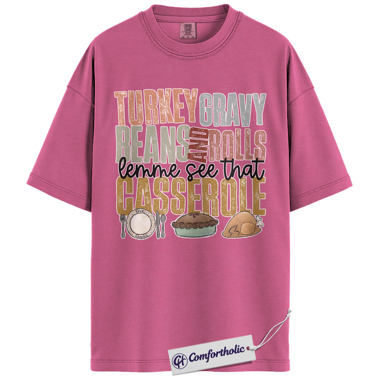 Turkey Gravy Beans and Rolls Shirt, Funny Thanksgiving Food T-Shirt, Casserole Dinner Graphic Tee, Holiday Gift for Family Gathering, Comfort Colors Shirt - Image 16