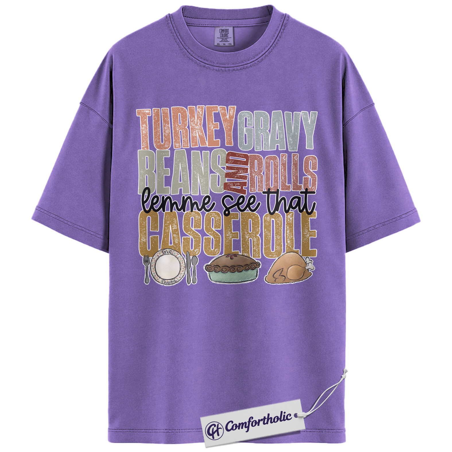 Turkey Gravy Beans and Rolls Shirt, Funny Thanksgiving Food T-Shirt, Casserole Dinner Graphic Tee, Holiday Gift for Family Gathering, Comfort Colors Shirt - Image 20