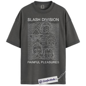 Alternative view of Slash Division Shirt, Horror Movie Characters T-Shirt, Funny Joy Division Music Parody Graphic Tee, Halloween Gift for Horror Fans, Comfort Colors Shirt