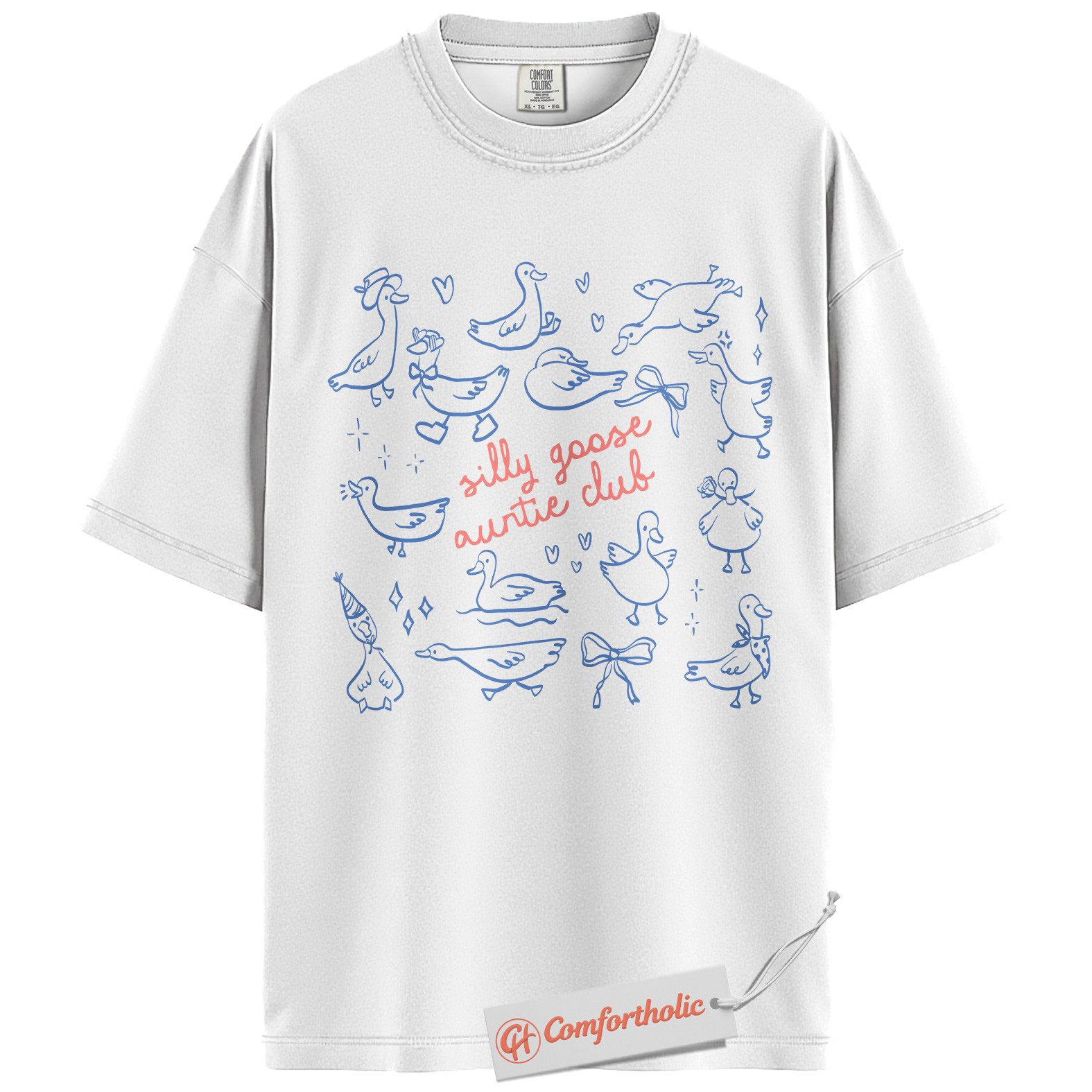 Silly Goose Auntie Club Shirt, Funny Aunt T-Shirt, Cute Goose Graphic Tee, Family Humor Comfort Colors Shirt - Image 3