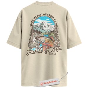 Fishers of Men Shirt, Christian Fishing T-Shirt, Bible Verse Graphic Tee, Faith-Based Outdoor Gift for Men, Comfort Colors Shirt