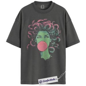 Alternative view of Medusa Bubble Gum Shirt, Greek Mythology T-Shirt, Cool Gothic Aesthetic Graphic Tee, Unique Mythical Art Gift, Comfort Colors Shirt